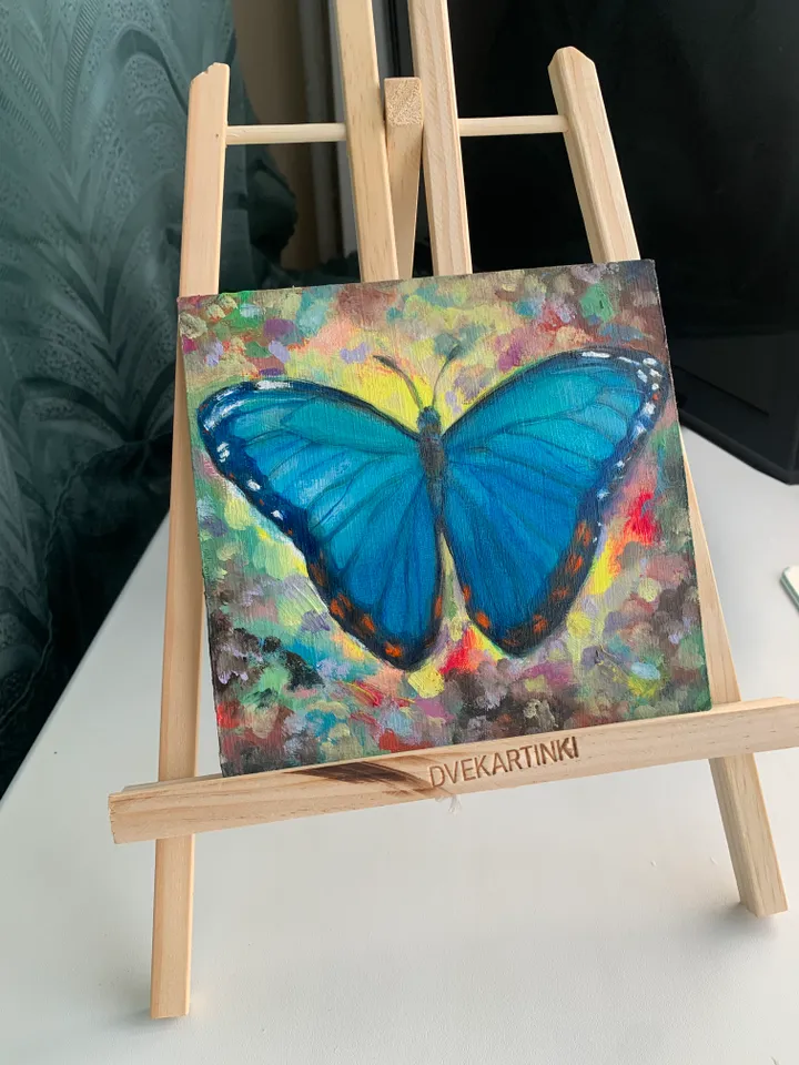 Morpho butterfly in the rays of light oil painting for interior