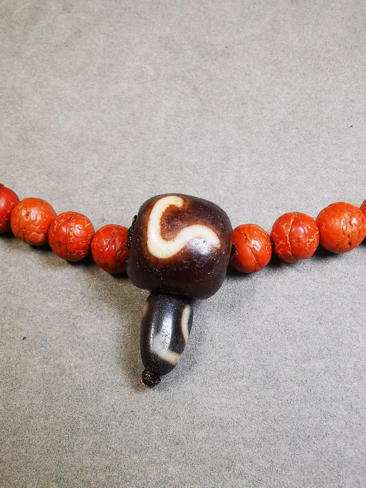 Gandhanra Old Green Tara Dzi Guru Bead,T-drilled 3-Hole Mala Bead, Prayer Bead,Connector Bead for Buddhist Bead