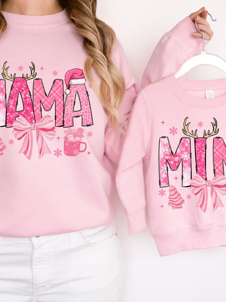 Pink Mama Mini christmas png, mama png, christmas png, Pink Coquette Christmas png, Merry Christmas png, christmas doodles mini png, merry
