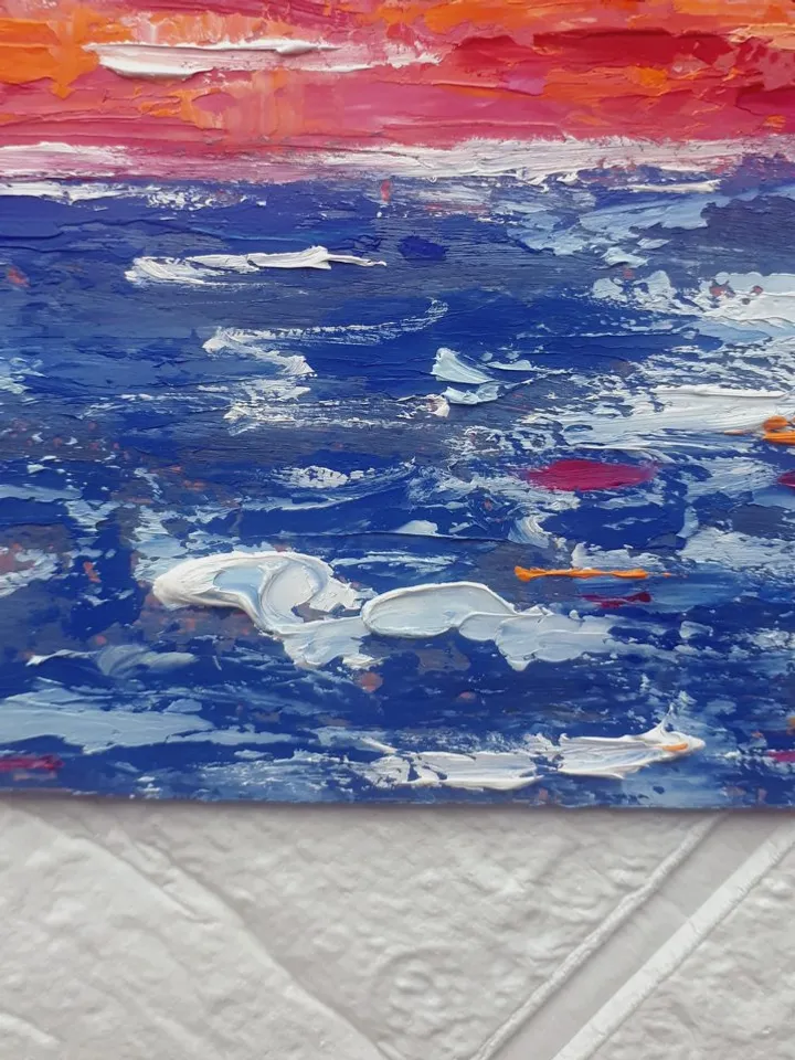 Tranquility of Vibrant Sunset, Seascape Painting