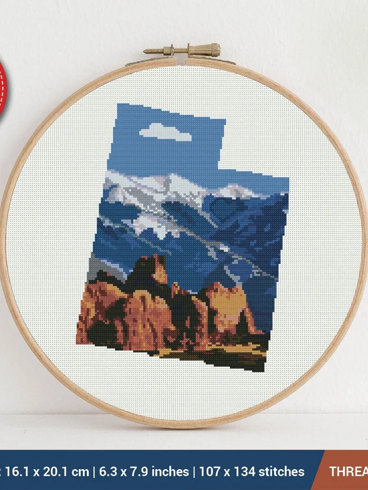 Utah State Silhouette Cross stitch pattern | Embroidery Pattern | Instant Download | Embroidery Designs