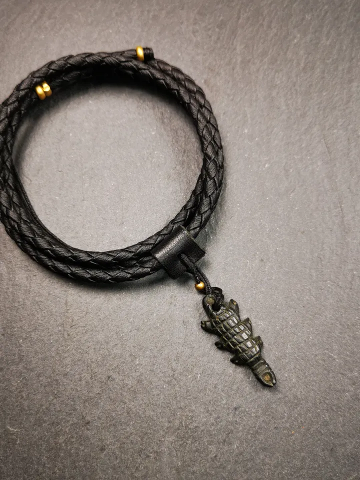 Gandhanra Handmade Tibetan Amulet,Obsidian Carved Scorpion Guru of Padmasambhava Pendant,1.3"