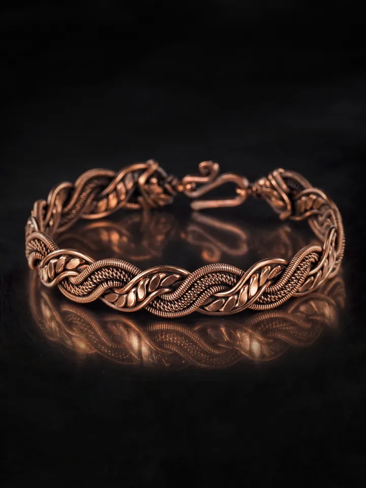 Woven copper wire bracelet Antique style handcrafted copper jewelry Unique gift