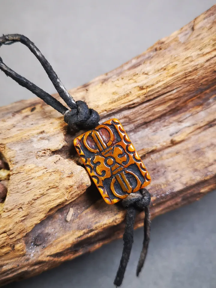 Gandhanra Tibetan Buddhism Vajra Pendant,Hand Carved Yak Bone Dorje Amulet