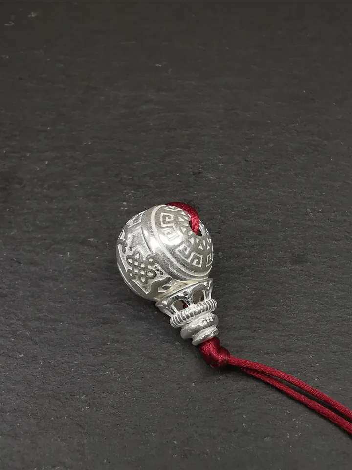 Gandhanra Handmade Tibetan Guru Bead,T-drilled 3-Hole Bead for Prayer Bead,Sterling silver Connector Bead for Mala Accessories
