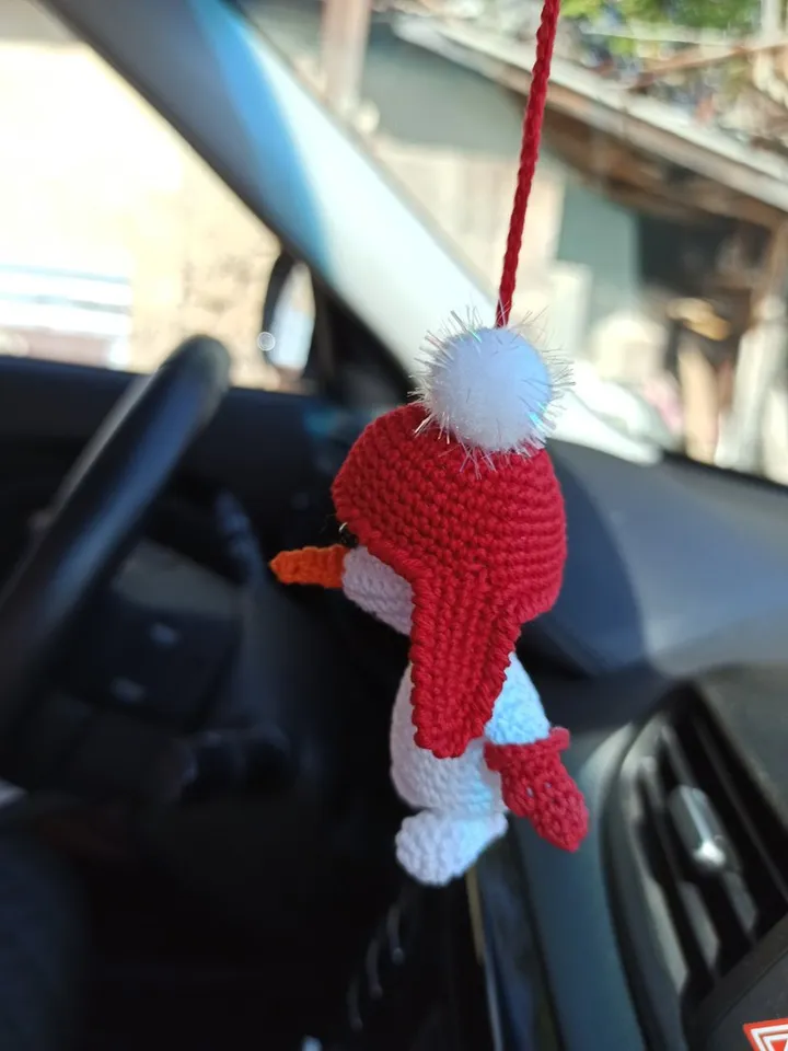 Xmas home decor, Xmas car decoration, Xmas tree ornaments, crochet snowman,