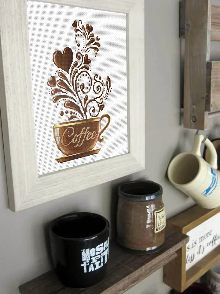 Coffee cross stitch pattern modern, Kitchen cross stitch, Cute cross stitch, Funny cross stitch, Awesome pattern, Instant download PDF #F1