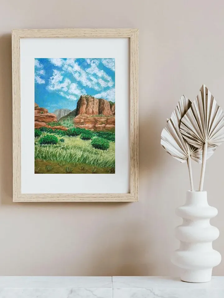 Arizona Mountain Landscape Pastel painting on paper