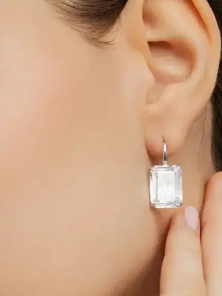 Earrings Silver rhodium plated 925 with cubic zirconia