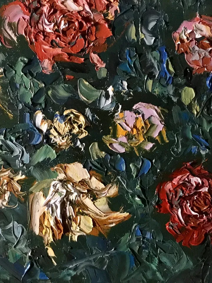 Large original oil painting,Monet inspired,bed of chrysanthemums wall art,impasto flowers painting.