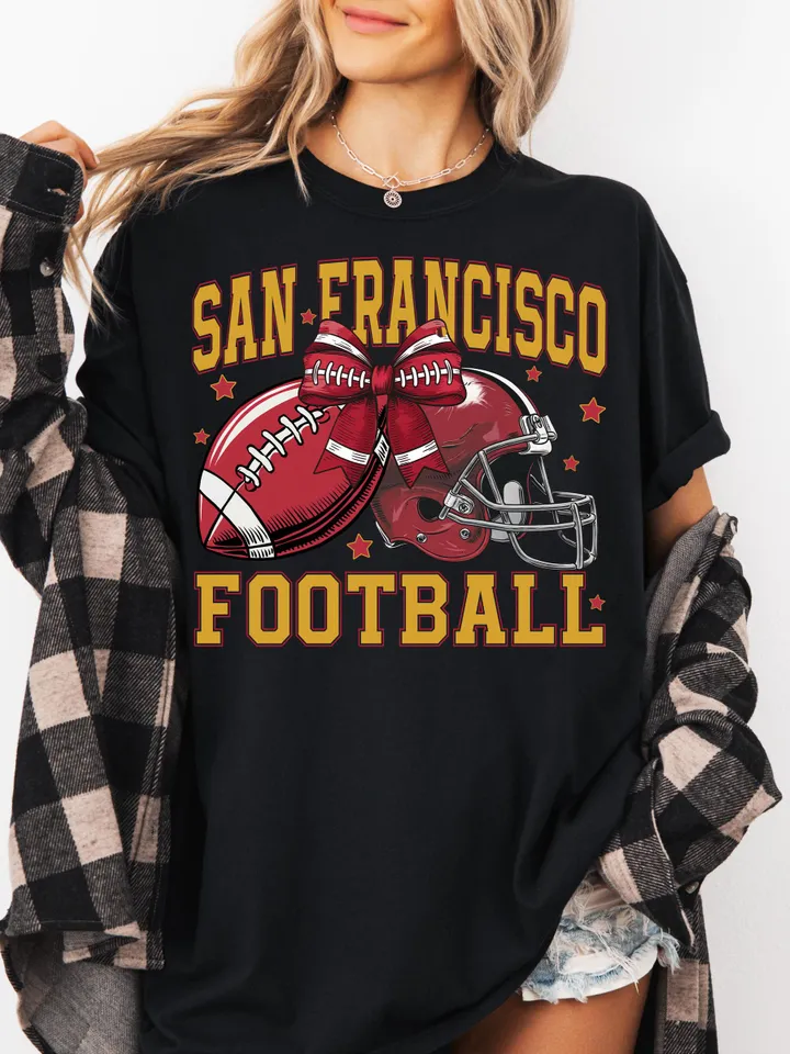 San Francisco Football png, Coquette Football PNG, Football PNG, Football Team PNG, Football Sweatshirt, Football Digital Red Team Football