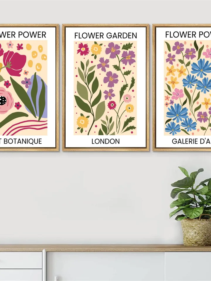Flower Market Print Set of 500 Flower Gallery Wall Set, Trendy Floral Posters, Colorful Art Print Bundle, Botanical Art Set,Digital Download