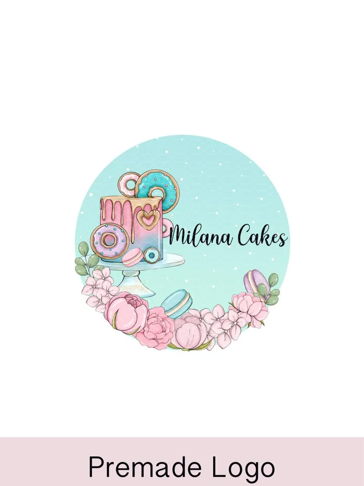Lovely Cake Shop Premade Logo Design, Sweets Logo, Cake Designer Logo, Pastry Logo, Sugar Watercolor Logo, Baker Logo, Home Bakery Logo