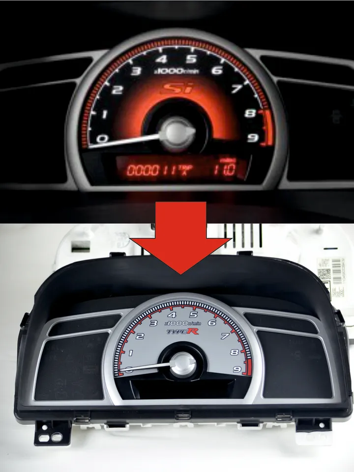 Gauge Faces Overlay Type-R style for Honda Civic Fk FD Si 06-12