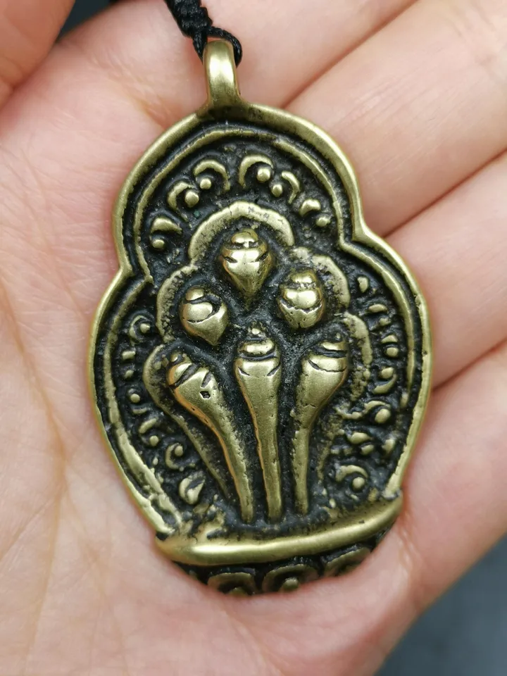 Gandhanra Antique Tibetan Buddhist Amulet,Mani Jewel Badge/Wish Fulfilling Cintamani Pendant,80 Years Old