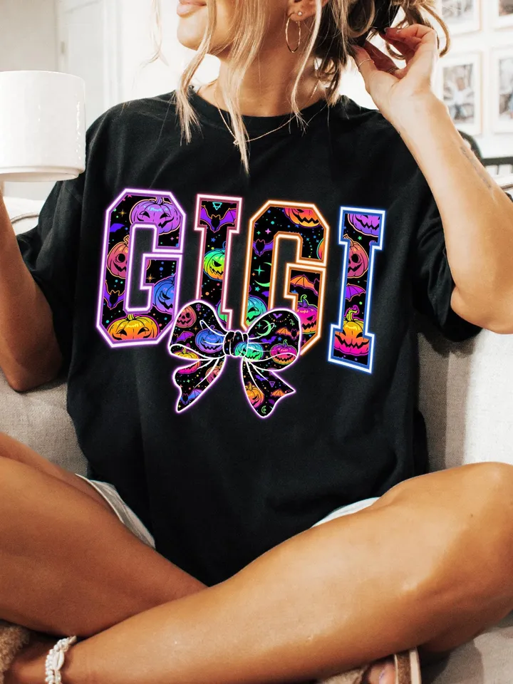 Gigi Png, Coquette Halloween Neon Png, Spooky Gigi Png, Floral Ghost Png, Spooky Season Png, Halloween Mama Png, Girly Coquette Bow Png