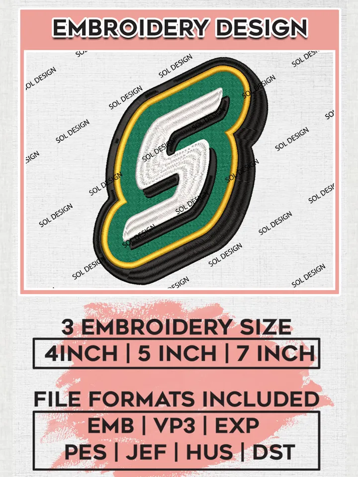 SE Louisiana Lions Team Letter Logo Embroidery Design Files, NCAA SE Louisiana Lions Machine Embroidery, NCAA Teams, Game Day, 3 sizes, NCAA Machine embroidery designs, Digital Download