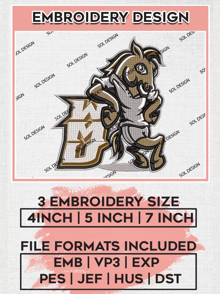 Western Michigan Broncos Team Mascot Logo embroidery designs, NCAA Western Michigan Broncos Logo Machine embroidery designs, NCAA Team Logo embroidery designs, NCAA Game Day Machine embroidery designs, Digital Download