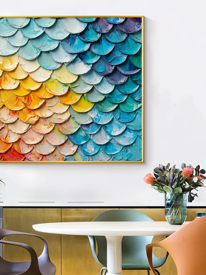 Large Textured Impasto Painting, 3D Abstract Art, Colorful Wall Art Decor, Modern Original Painting, Rainbow Palette Knife Art, Office Decor