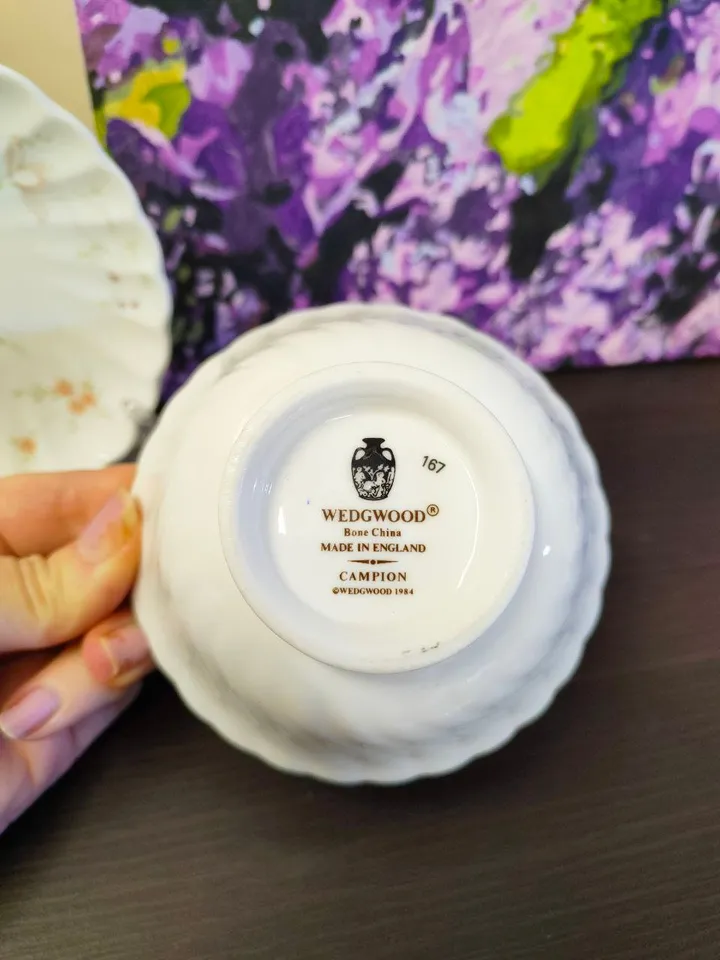Wedgwood Rosehip, Plate Spiral Salad Bowl Fine Bone Floral Porcelain England Collectible Porcelain Gift Idea Vintage Pottery Lovely Trinkets