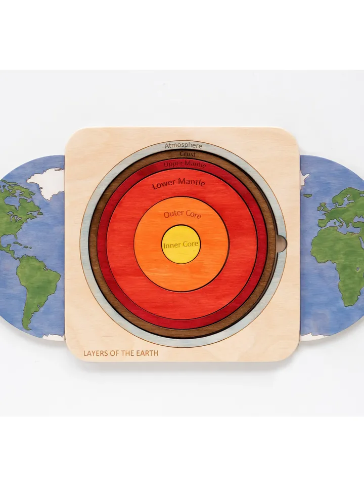 Wooden puzzle Earth Montessori Wooden game Wooden world