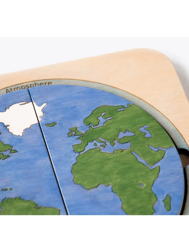 Wooden puzzle Earth Montessori Wooden game Wooden world