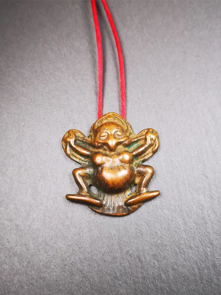 Gandhanra Antique Tibetan Buddhist Amulet Pendant - Garuda - The Golden-Winged Bird, Crafted from Red Copper,1.65"