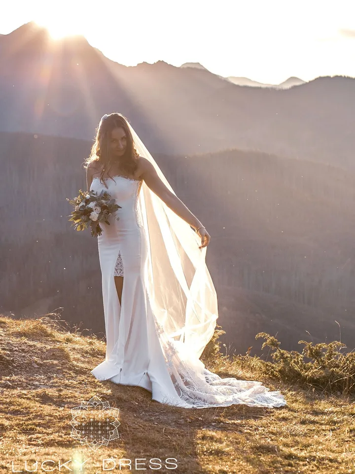 Crepe wedding dress Mermaid wedding dress Custom wedding dress Sexy wedding dress Slit wedding dress Sweetheart wedding dress Bridal /Sophie