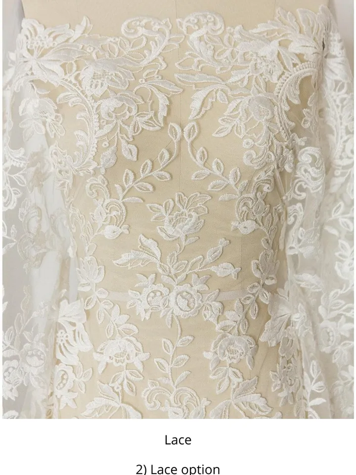 Sexy high neck wedding dress with deep leg slit, Lace wedding dress Open back bride gown Illusion bridal gown Off white dress