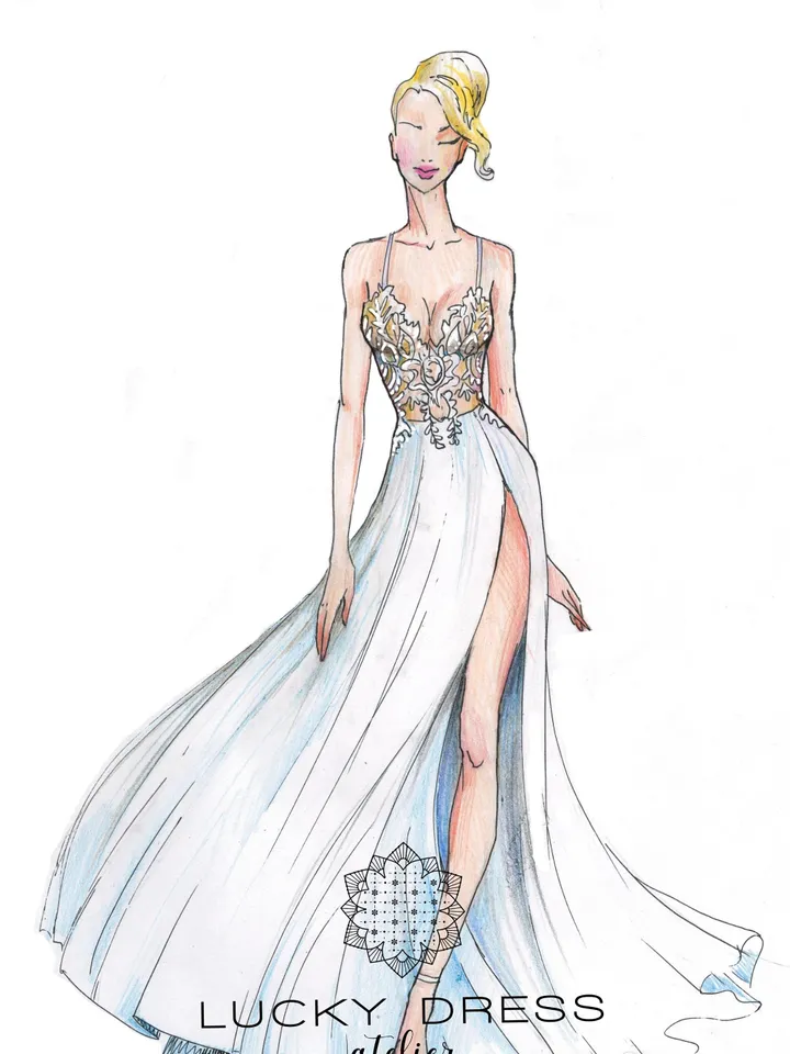 Simple wedding dress Backless wedding dress Boho wedding dress Beach wedding dress Flowy wedding dress Sexy wedding dress Slit / Dorothy II