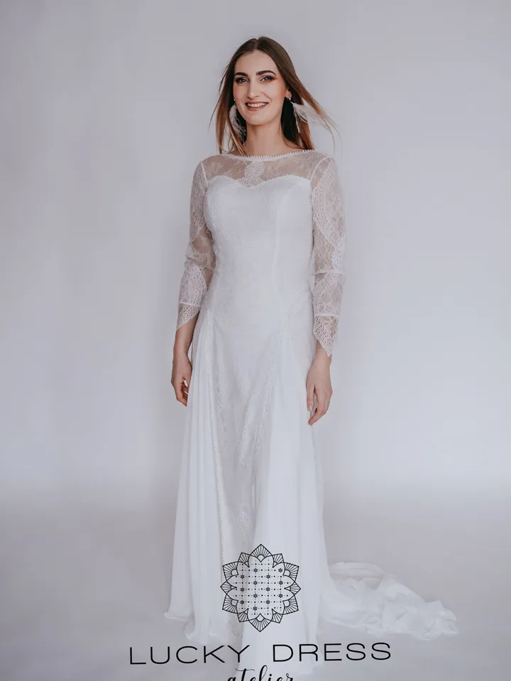 Wedding dress Lace wedding dress Floral lace dress Long wedding dress Boho wedding dress Ivory wedding dress Custom made dress