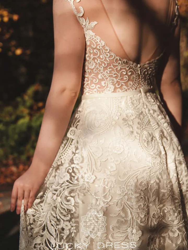 Ready to ship wedding dress size US 4 / Boho wedding dress Lace wedding dress Rustic wedding dress off white dress Wedding gown / Polly