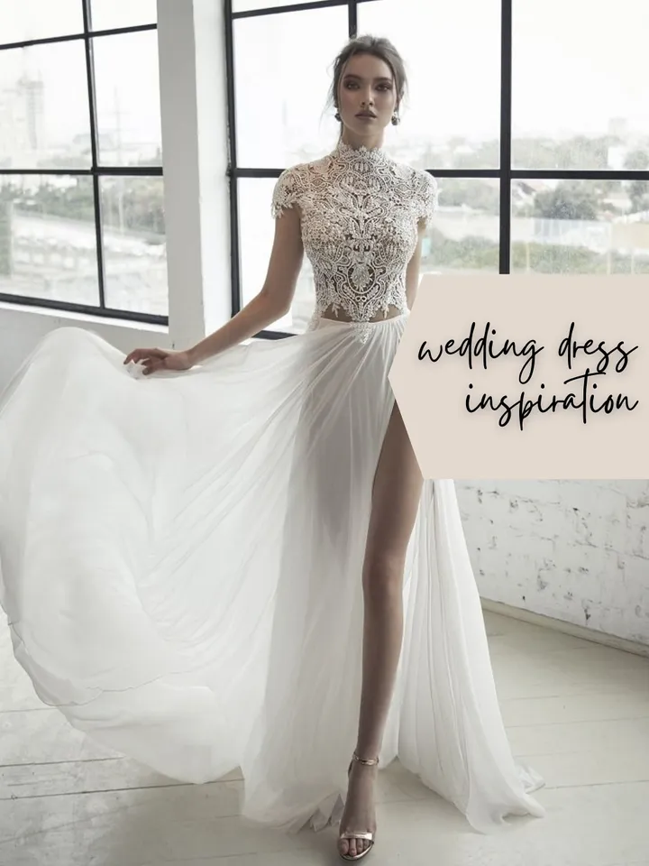 Custom wedding dress high neck Bespoke wedding dress lace Tailored wedding dress illusion Slit wedding dress open back Muslin dress /Dorothy