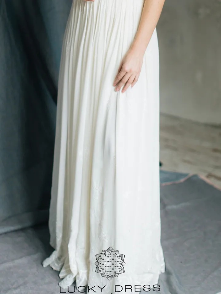 Two piece wedding dress unique Flowy wedding dress Bridal gown Casual wedding dress boho Floral wedding dress custom Bolero dress / Miriam