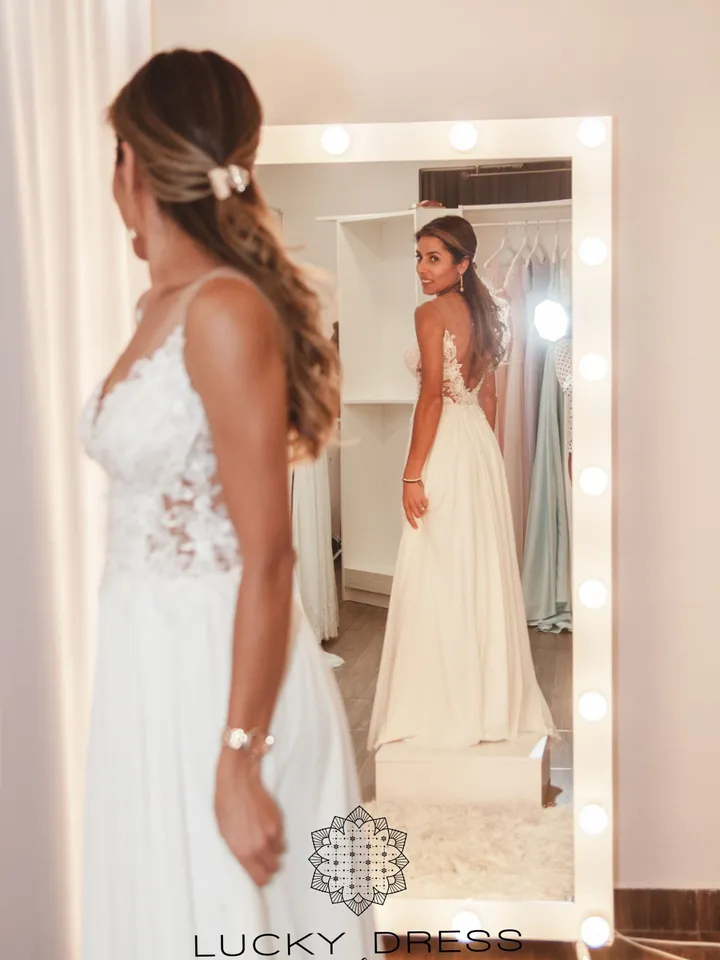 Custom wedding dress illusion Lace wedding dress tailored Chiffon wedding dress courthouse Bespoke wedding dress elopement Floral /Neelowfer