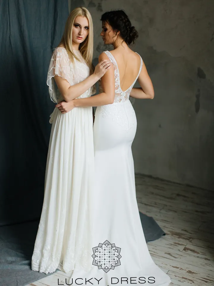 Elopement wedding dress courthouse Two piece wedding dress muslin Floral wedding dress garden Bolero wedding dress modest Custom / Miriam