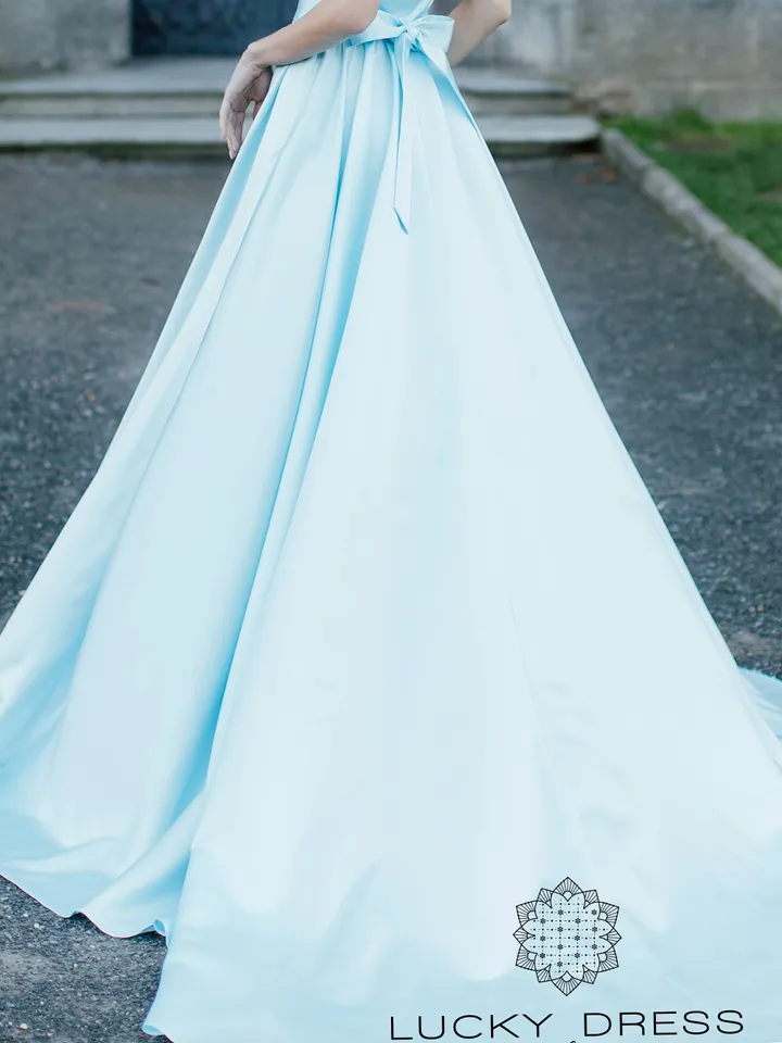 Wedding dress Disney wedding dress elf Bridal gown Satin wedding dress blue Minimalist wedding dress fairy A line wedding dress / Kendall