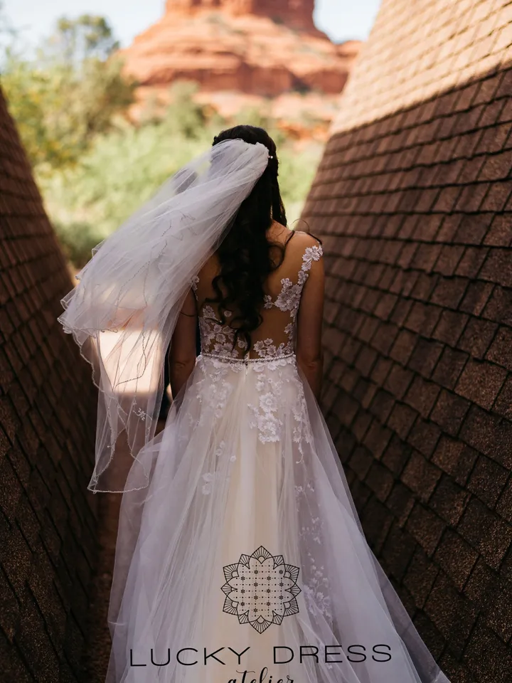 Custom wedding dress Ethereal wedding dress Illusion wedding dress Tulle wedding dress couture Tailored wedding dress courthouse / Charity
