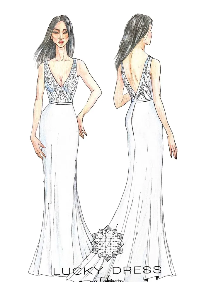 Simple wedding dress short Courthouse wedding dress midi Minimalist wedding dress crepe Custom wedding dress embroidered Crystals / Kelsey