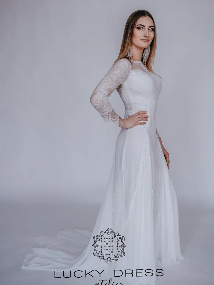 Wedding dress Lace wedding dress Floral lace dress Long wedding dress Boho wedding dress Ivory wedding dress Custom made dress