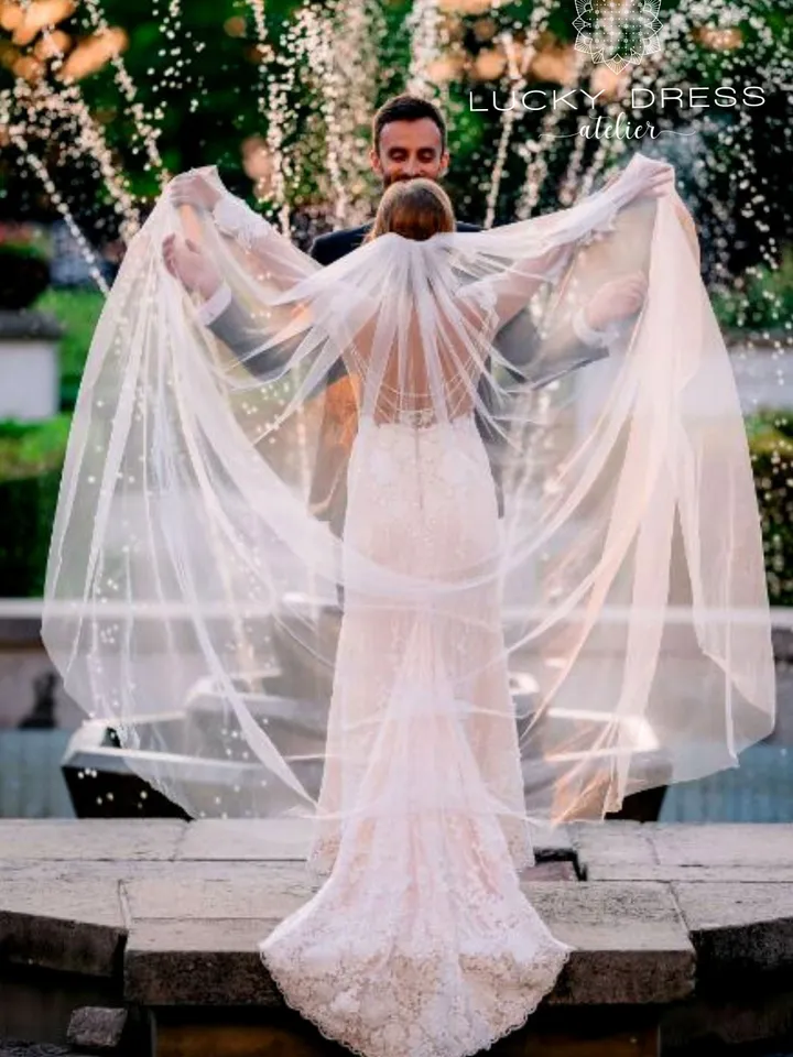 Lace wedding dress floral 3d wedding dress mermaid Long sleeve wedding dress custom Plunge wedding dress tailored Illusion dress / Joana