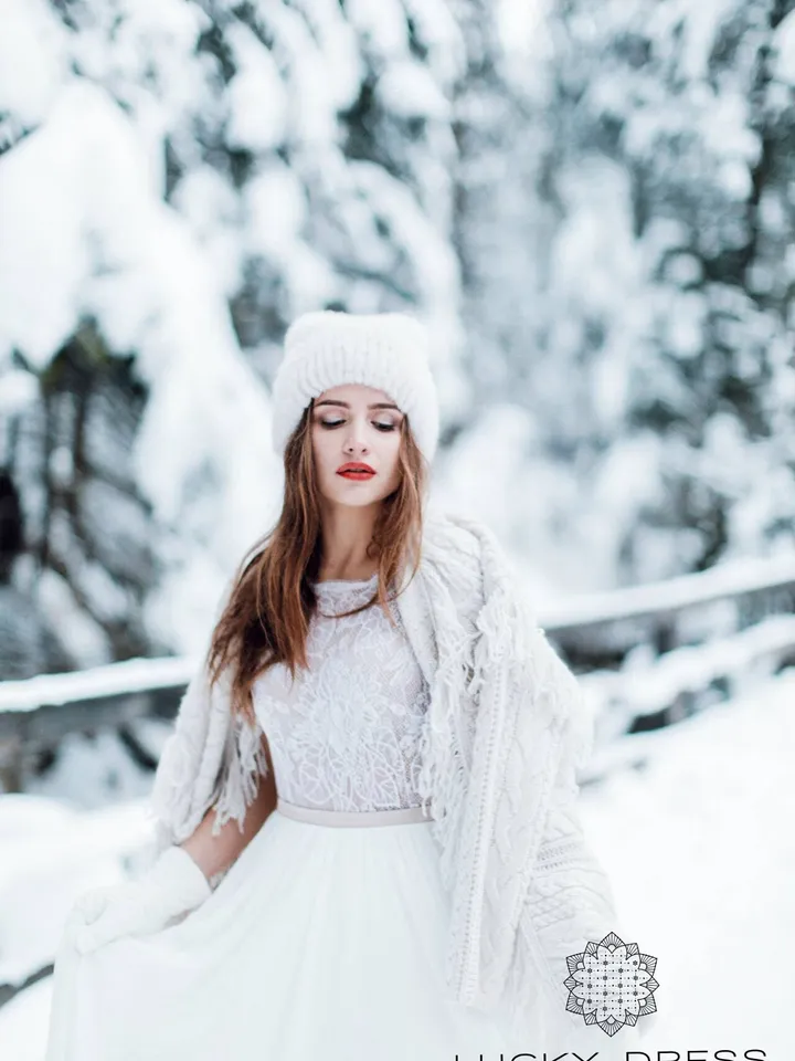 Winter wedding dress backless Boho wedding dress Bridal gown Flowy wedding dress christmas Muslin wedding dress custom Lace dress / Callista