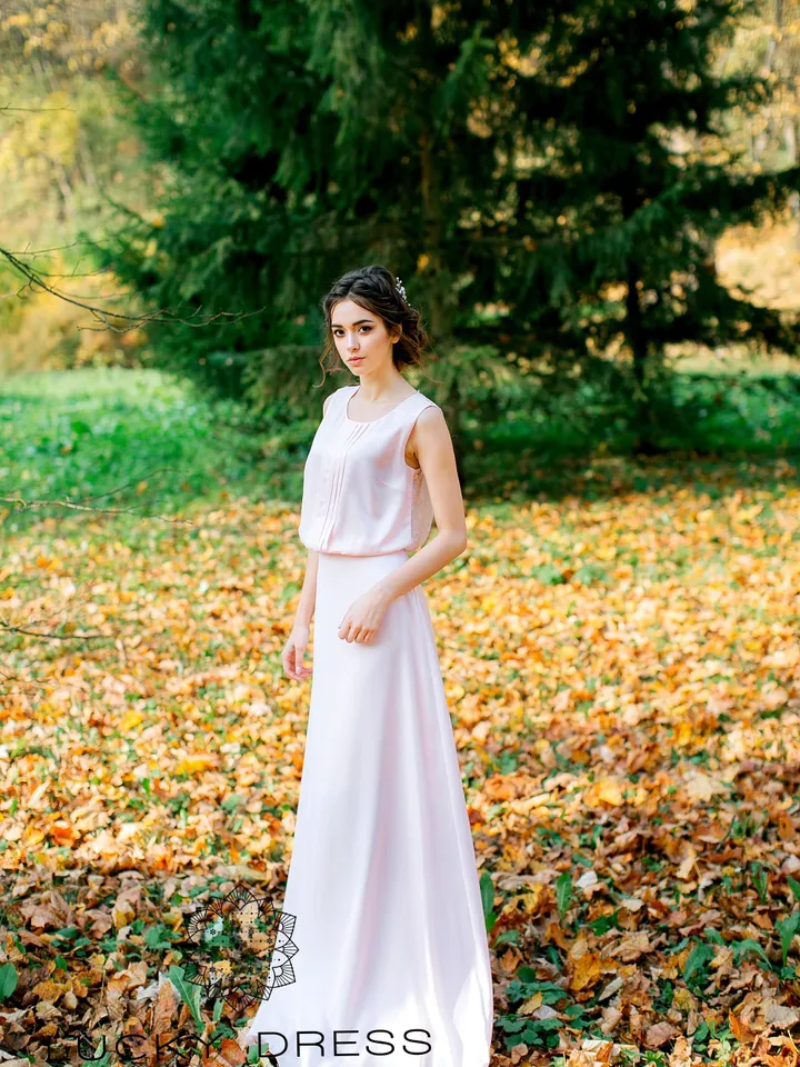 Simple wedding dress courthouse Bespoke wedding dress minimalist Pleated wedding dress blush Custom wedding dress silky Tailored / Ennafa