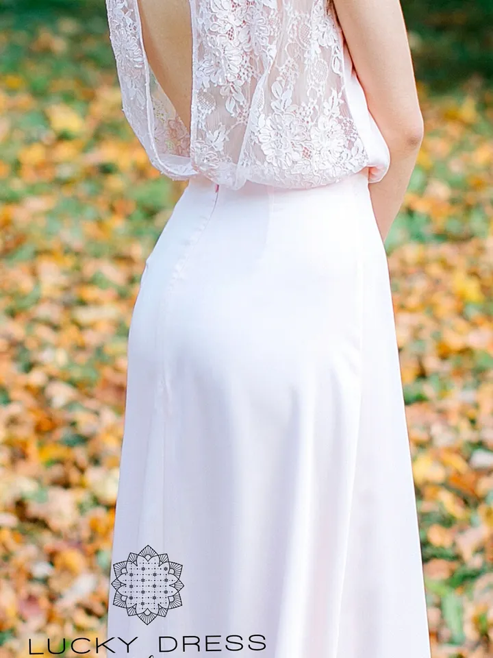 Formal dress Homecoming dress Boat neck gown Lace illusion back dress Dresses for women Keyhole back dress Straps dress Long dress / Ennafa