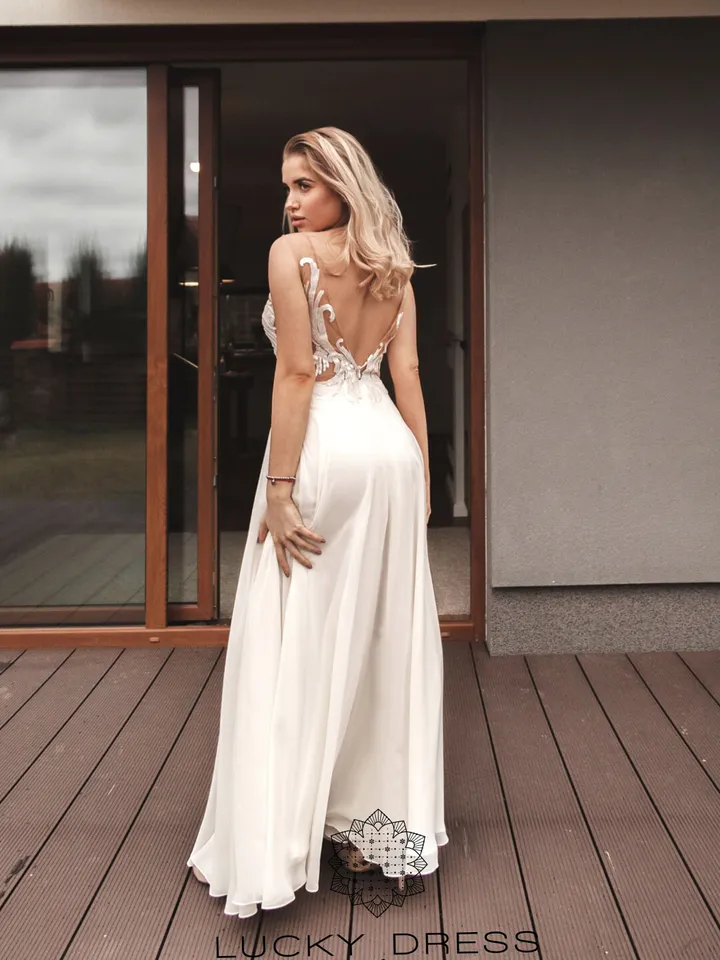 Ready to ship wedding dress US 4 / Silk wedding dress Sequin wedding dress Backless wedding dress Sexy wedding dress Courthouse / Catrice
