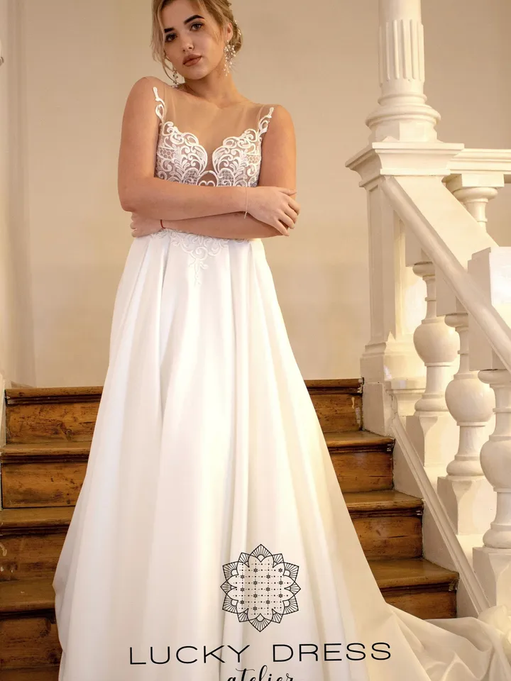 Simple wedding dress satin Minimalist wedding dress empire Courthouse wedding dress lace Garden wedding dress custom Sexy dress / Blanka