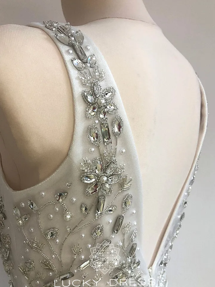 Custom wedding dress sheath Tailored wedding dress mermaid Crepe wedding dress bespoke Unique wedding dress sexy Backless dress / Kelsey