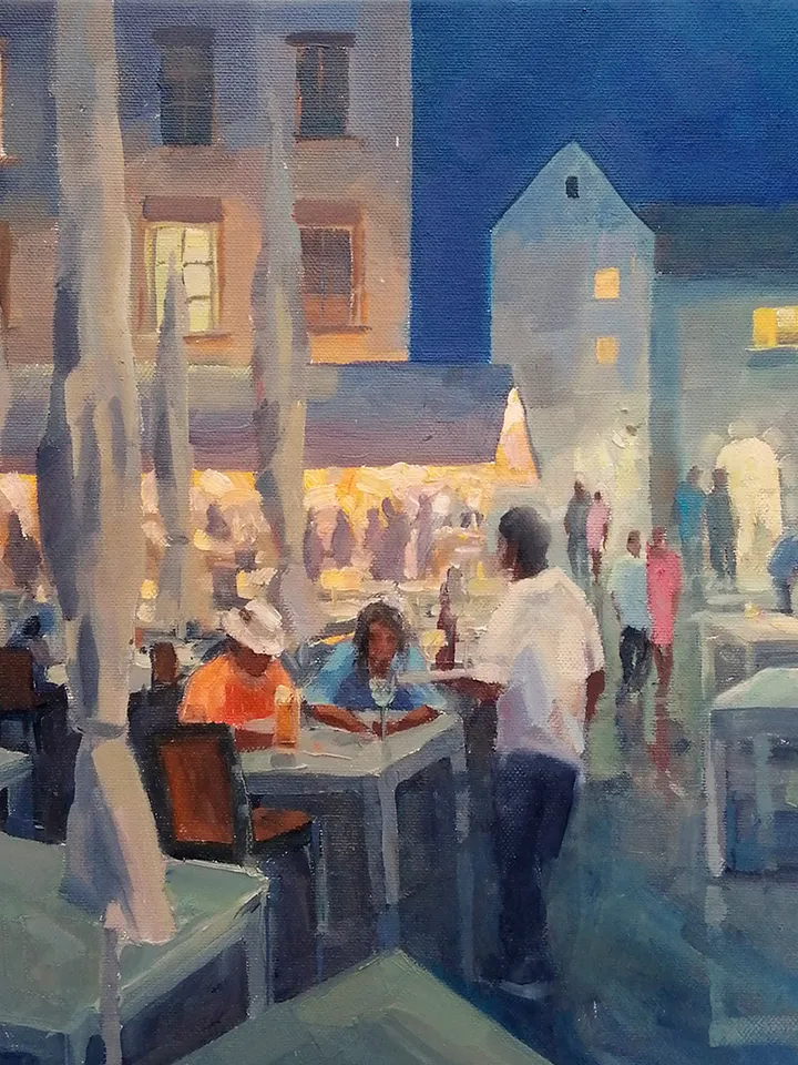 Cityscape oil painting