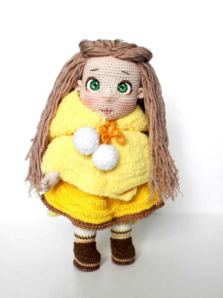 Doll crochet pattern PDF in English Amigurumi winter clothes doll DIY gift for baby girl