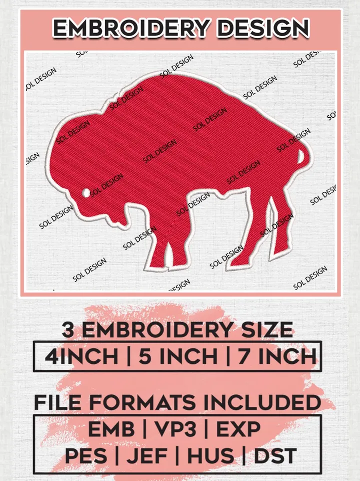 Buffalo Bills Mascot Embroidery Design Files, NFL Bills, NFL Logo Embroidery Files, NFL Buffalo Bills Machine Embroidery Design, Digital Download